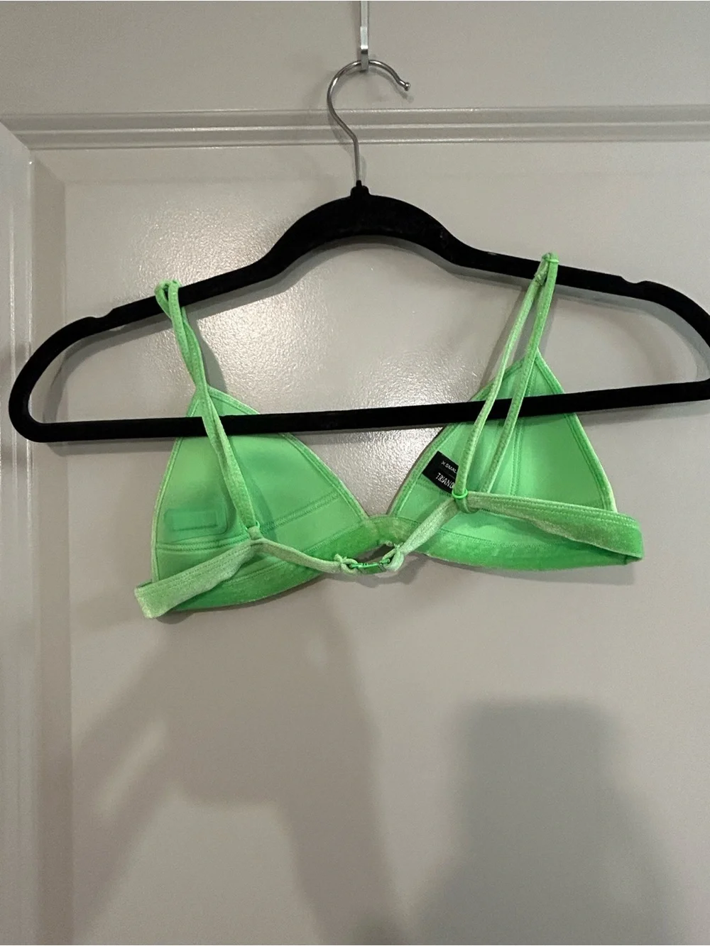triangl swimwear Neon Lime Velvet Triangle Bikini Top